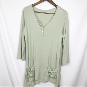 Soft Surroundings Green Henley Tunic With Pockets